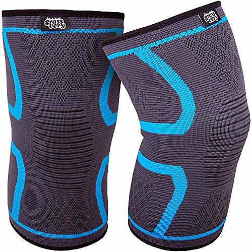 

knee compression sleeve support, knee brace for arthritis pain & support for running, gym fitness, athletics, working out, sports, crossfit - men & women knee sleeve (pair) for home gym