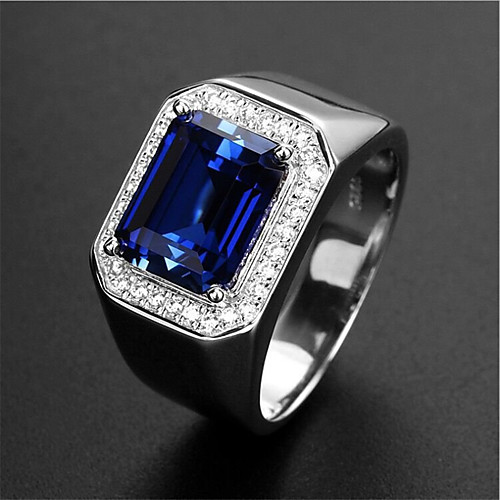 

Men's Ring AAA Cubic Zirconia 1pc Blue Green Platinum Plated Stylish Luxury Wedding Gift Jewelry Classic Mini Cute