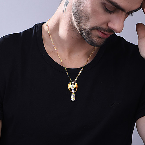 

Personalized Customized Pendant Necklace Stainless Steel Wings Wings / Feather Angel 1pc / pack Golden Black Silver