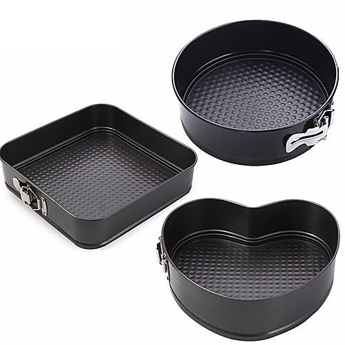 

3Pcs Set Baking Pans Kitchen Cake Tool Cake Mold Square Round Heart Shape Metal Round Baking Dish Bakeware Non-stick Mold Kitchen Accessories