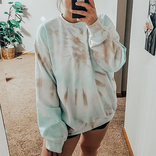 

Women's Pullover Sweatshirt Tie Dye Oversized Daily Other Prints Basic Hoodies Sweatshirts White