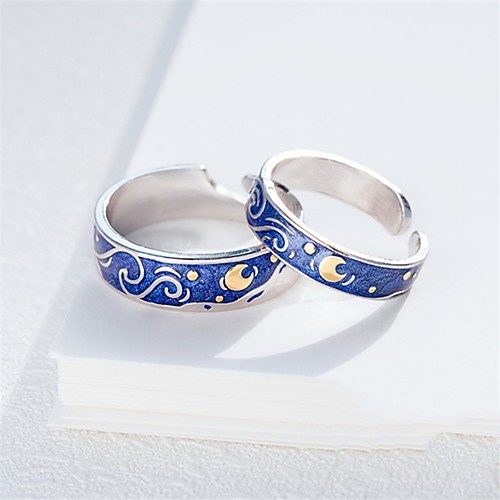 

Couple's Ring 1pc Silver Platinum Plated Alloy Stylish Wedding Gift Jewelry Star Cute