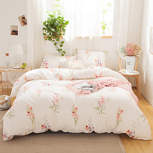 

Pink Floral Print 3 Pieces Bedding Set Duvet Cover Set Modern Comforter Cover Ultra Soft Hypoallergenic Microfiber and Easy Care(Include 1 Duvet Cover and 1 or2 Pillowcases)