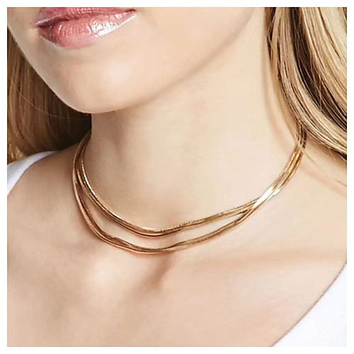 

Layered Necklace Women's Layered Statement Cool Gold Silver 307 cm Necklace Jewelry 1pc for Wedding Daily Carnival Circle