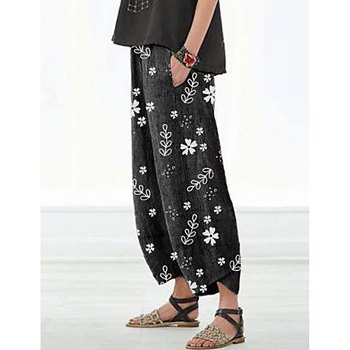 

Women's Basic Loose Chinos Pants Print Black Red Light gray