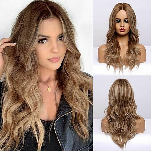 

Synthetic Wig Curly Body Wave Middle Part Side Part Wig Very Long Brown Synthetic Hair 24 inch Women's Cosplay Fashion Middle Part Brown BLONDE UNICORN / African American Wig