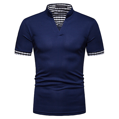 

Men's Shirt Solid Color Short Sleeve Casual Tops Navy White Black