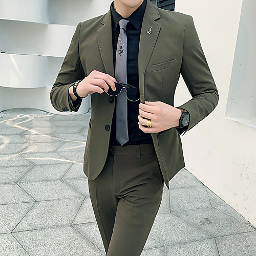 

Tuxedos Tailored Fit Peak Single Breasted Two-buttons Polyester Solid Color