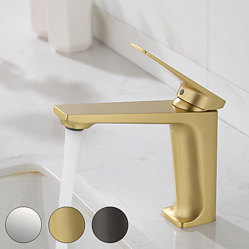 

Bathroom Sink Faucet - Modern Chrome / Gun Color / Brushed Gold Basin Faucet Centerset Single Handle One Hole Deck Mounted Vessel Sink Water Mixer Tap Bath Vanity Taps