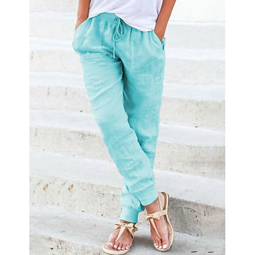 

Women's Basic wfh Sweatpants Jogger Pants - Solid Colored Yellow Army Green Blue S M L
