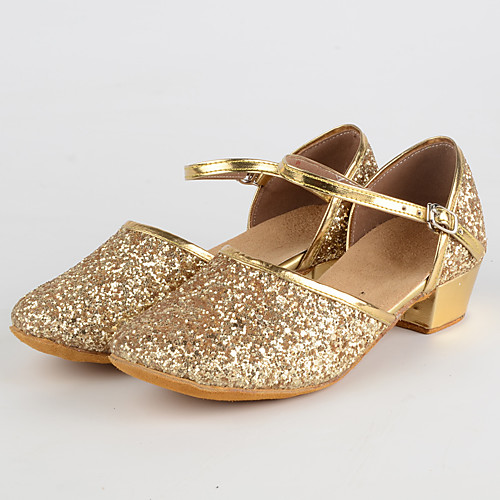 

Girls' Modern Shoes Heel Glitter Thick Heel Red Gold Silver