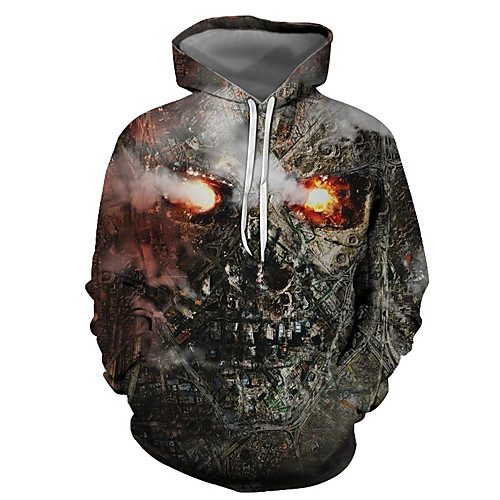 

Men's Pullover Hoodie Sweatshirt Graphic Skull Hooded Halloween Daily Going out 3D Print Basic Casual Hoodies Sweatshirts Long Sleeve Black