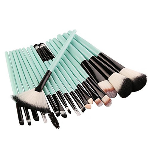 

18 pcs makeup brush set tools make-up toiletry kit wool make up brush set for women (green)