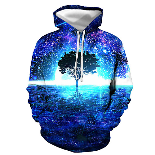 

Men's Pullover Hoodie Sweatshirt Graphic Hooded Daily Going out 3D Print Basic Casual Hoodies Sweatshirts Long Sleeve Blue