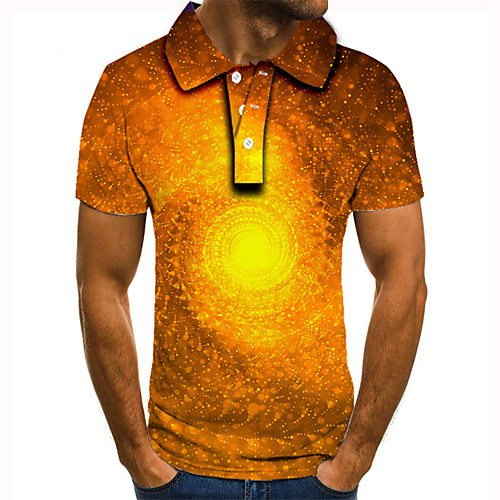 

Men's Polo 3D Print Graphic Print Short Sleeve Daily Tops Basic Yellow