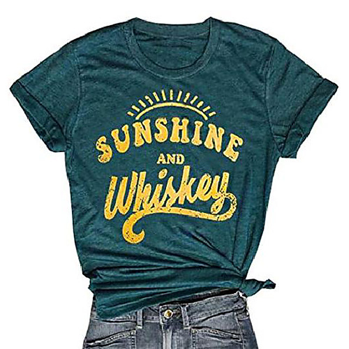 

women's basic styleshort sleeve t-shirt women beach funny letters print summer tops tees