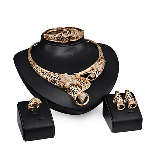 

Women's White Synthetic Diamond Bridal Jewelry Sets Simple Basic Elegant Earrings Jewelry Gold For Wedding Engagement 1 set