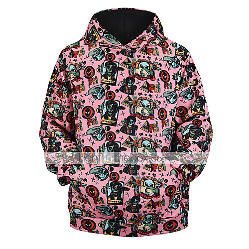 

Men's Pullover Hoodie Sweatshirt Graphic 3D Character Hooded Halloween Daily 3D Print Basic Hoodies Sweatshirts Long Sleeve Blushing Pink