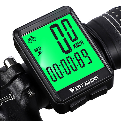 

bike computer wireless, waterproof bicycle speedometer and odometer with lcd backlight stopwatch & automatic wake-up