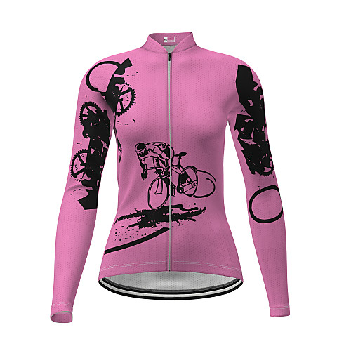 

21Grams Women's Long Sleeve Cycling Jersey Winter Fuchsia Novelty Bike Jersey Top Mountain Bike MTB Road Bike Cycling Quick Dry Sports Clothing Apparel / Micro-elastic / Athleisure