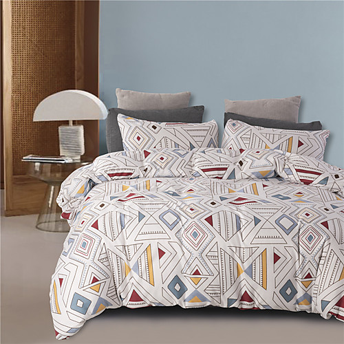 

Colorful Geometric Lines Print 3 Pieces Bedding Set Duvet Cover Set Modern Comforter Cover-3 Pieces-Ultra Soft Hypoallergenic Microfiber Include 1 Duvet Cover and 1 or2 Pillowcases