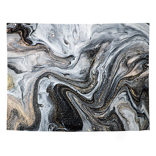 

Wall Tapestry Art Decor Blanket Curtain Picnic Tablecloth Hanging Home Bedroom Living Room Dorm Decoration Polyester Marble Water Pattern Black Gold Gray Star Powder Embellished Ins Pattern