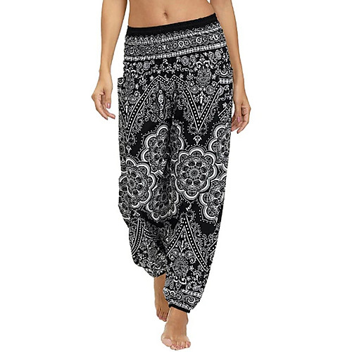 

Women's Basic Legging Geometric Print Mid Waist Black Blue Gray One-Size