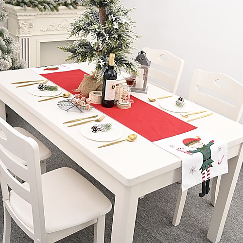 

Table Runner Linens Christmas Contemporary Holiday Table Cover Table Decorations For Christmas Rectangular 19031 Cm Red With White 1Pc