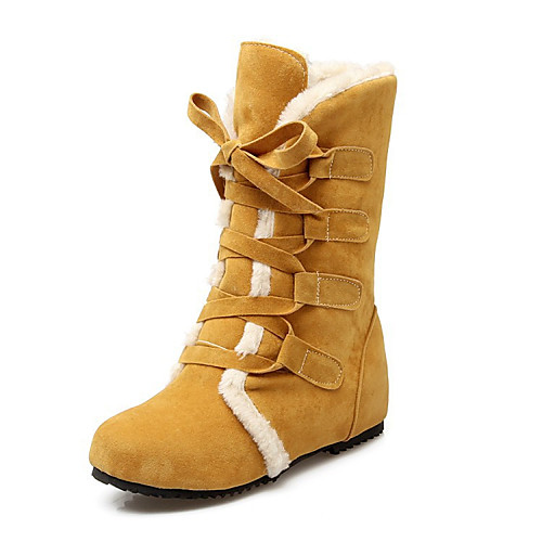 

Women's Boots Snow Boots Flat Heel Round Toe Booties Ankle Boots Basic Casual Christmas Daily Walking Shoes Suede Black Yellow Beige / Mid-Calf Boots