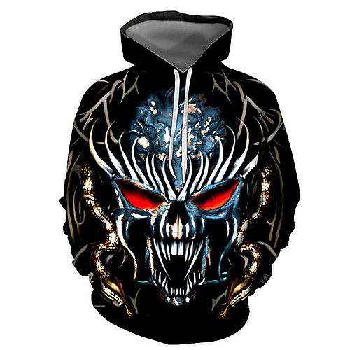 

Men's Halloween Pullover Hoodie Sweatshirt Graphic Skull Hooded Casual Basic Hoodies Sweatshirts Long Sleeve Black