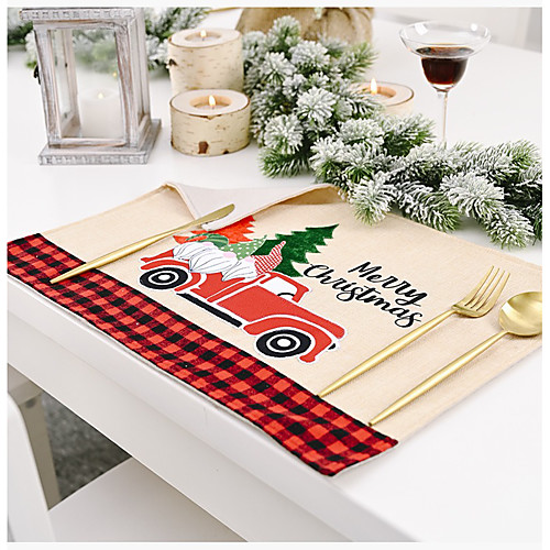

Placemat Linens Christmas Contemporary Holiday Table Cover Table Decorations for Christmas Rectangular 4533.5 cm Khaki 4 pcs