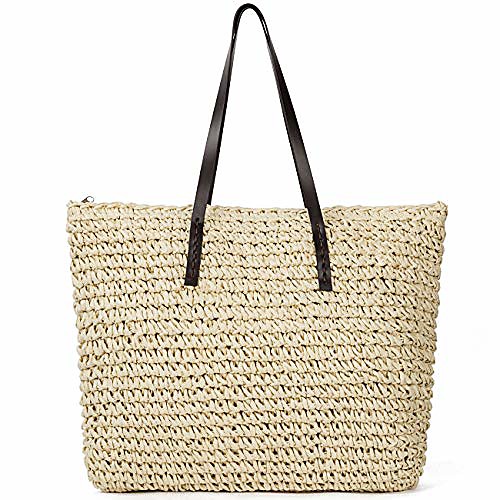 

Bags Straw Bag Bohemian Style Handbags dark brown White Light Brown Beige
