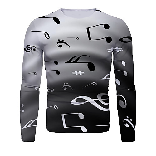 

Men's T shirt 3D Print Graphic Abstract Long Sleeve Daily Tops Basic Gray