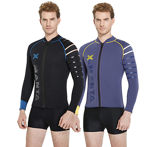 

Dive&Sail Men's Wetsuit Top Wetsuit Jacket 3mm Nylon Neoprene Top Thermal Warm Waterproof UV Sun Protection Long Sleeve Swimming Diving Surfing Solid Colored / Breathable / Quick Dry / Breathable