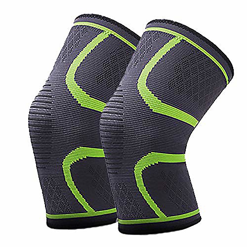 

compression knee braces for men & women, 2 pack knee sleeves support for basketball, running, sports, working out, gym and protector for meniscus tear (medium, green)