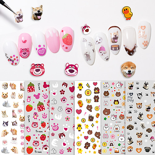 

Super Cute New Nail Stickers Cute Cure Little Yellow Duck Cat Paw Dog Strawberry Bear Cartoon Nail Sticker