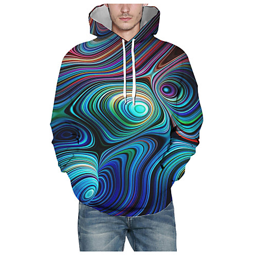 

Men's Pullover Hoodie Sweatshirt Print Graphic 3D Hooded Daily 3D Print Basic Hoodies Sweatshirts Long Sleeve Blue