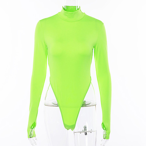 

Women's Blouse Shirt Solid Colored Long Sleeve Patchwork High Neck Tops Basic Basic Top Orange Light Green