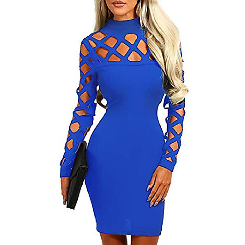 

women's sexy bandage cocktail dresses for women party club solid bodycon dress backless blue m