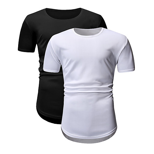 

Men's T shirt non-printing Solid Colored 2pcs Short Sleeve Daily Tops Black / White