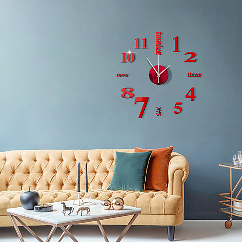 

3D DIY Wall Clock Frameless Mirror Wall Sticker Home Decor for Living Room Bedroom 40cm40cm