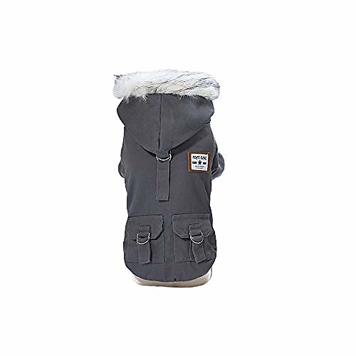 

handsome military style pet dog coat with hat autumn winter coat for dogs(khaki, m)