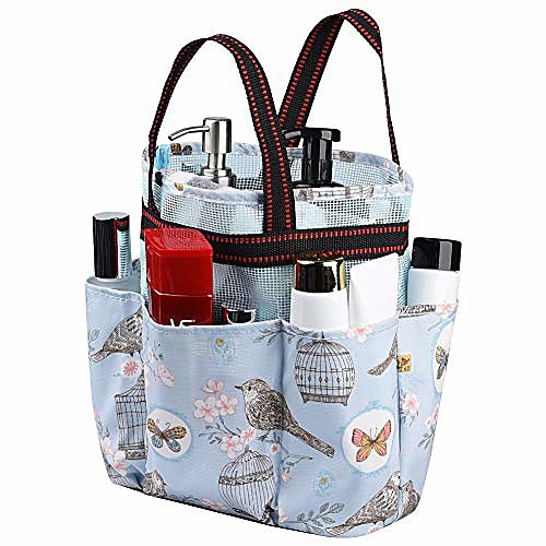 

shower caddy tote bag, portable shower tote hanging bath organizer bag with 7 compartments, quick dry bathroom organizer bag for college dorm, travel, gym and camping