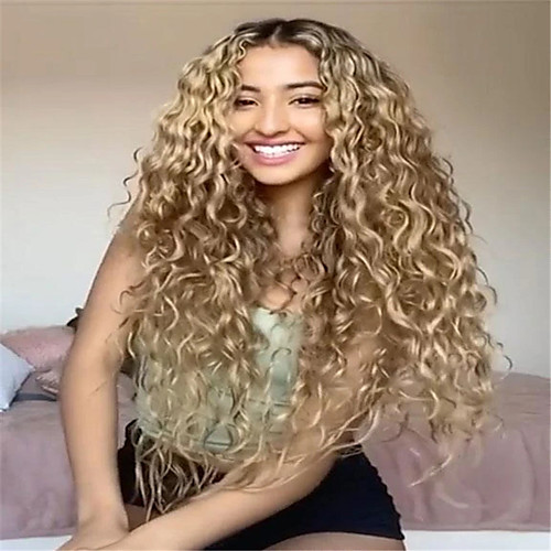 

Synthetic Wig Water Wave Middle Part Wig Long Very Long Light Brown Synthetic Hair 65 inch Women's Fashionable Design Party Middle Part Brown
