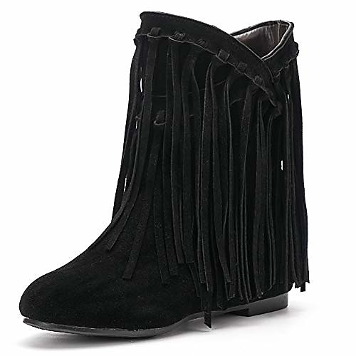 

women's tassel bootie fringe hidden wedge heel ankle boots black label size 40 - us 8