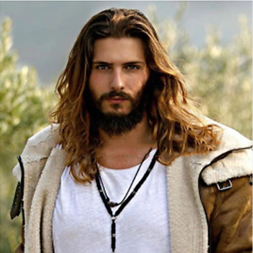 

Synthetic Wig Curly Middle Part Wig Long Dark Brown Synthetic Hair Men's Cool Middle Part Exquisite Dark Brown