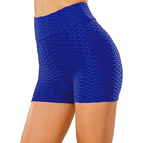 

premium high waist booty shorts for women - fashion workout tummy control athletic butt lifting gym hot short leggings (royal blue, small)