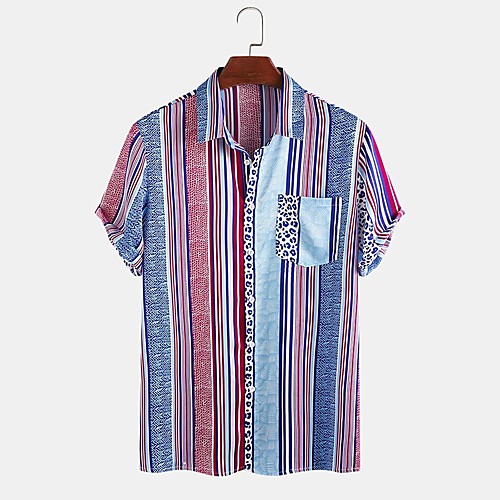

Men's Shirt Other Prints Graphic Print Short Sleeve Daily Tops Basic Red Green