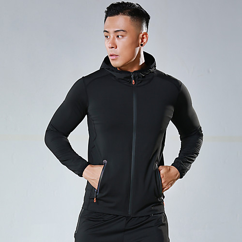 

Men's Hoodie Jacket Coat Color Block Turtleneck Spandex Solid Color Sport Athleisure Jacket Long Sleeve Breathable Quick Dry Moisture Wicking Comfortable Plus Size Exercise & Fitness Running Everyday