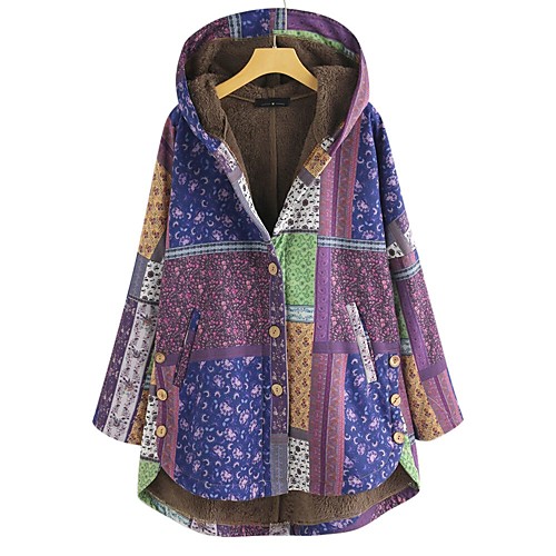 

Women's Parka Parka Floral Poly&Cotton Blend Purple / Yellow / Green M / L / XL